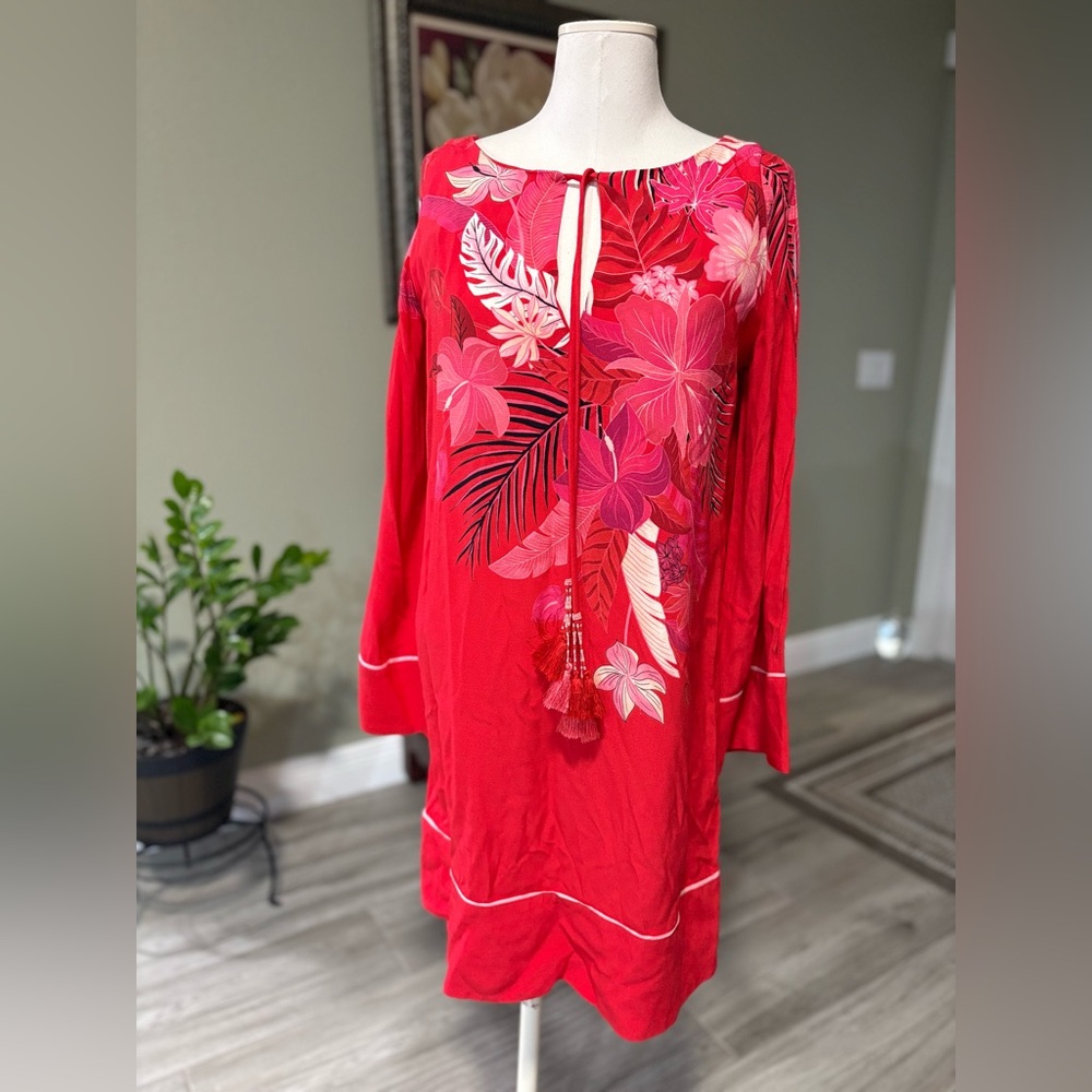 FARM Rio Red and Pink Floral Dress